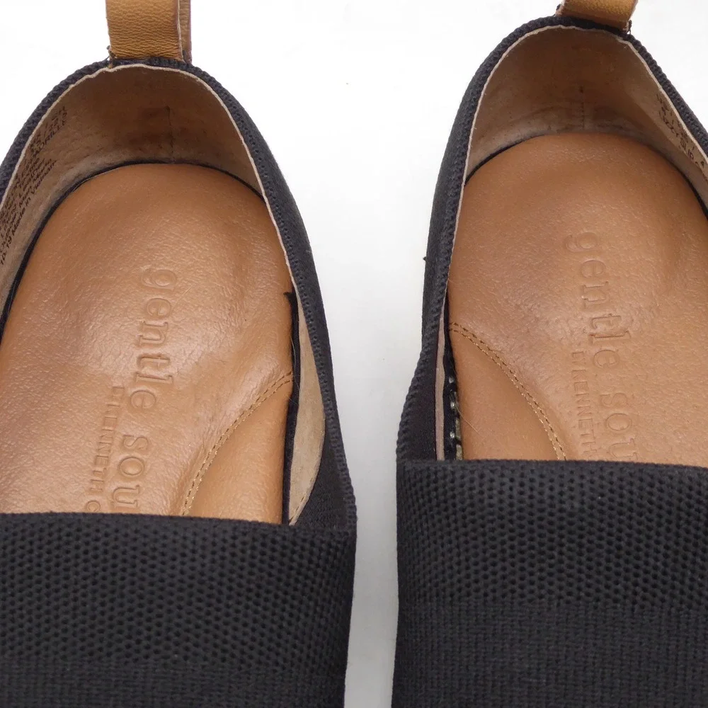 Gentle Souls Women Lizzy Slip On Espadrille Black Knit Flats Size 6